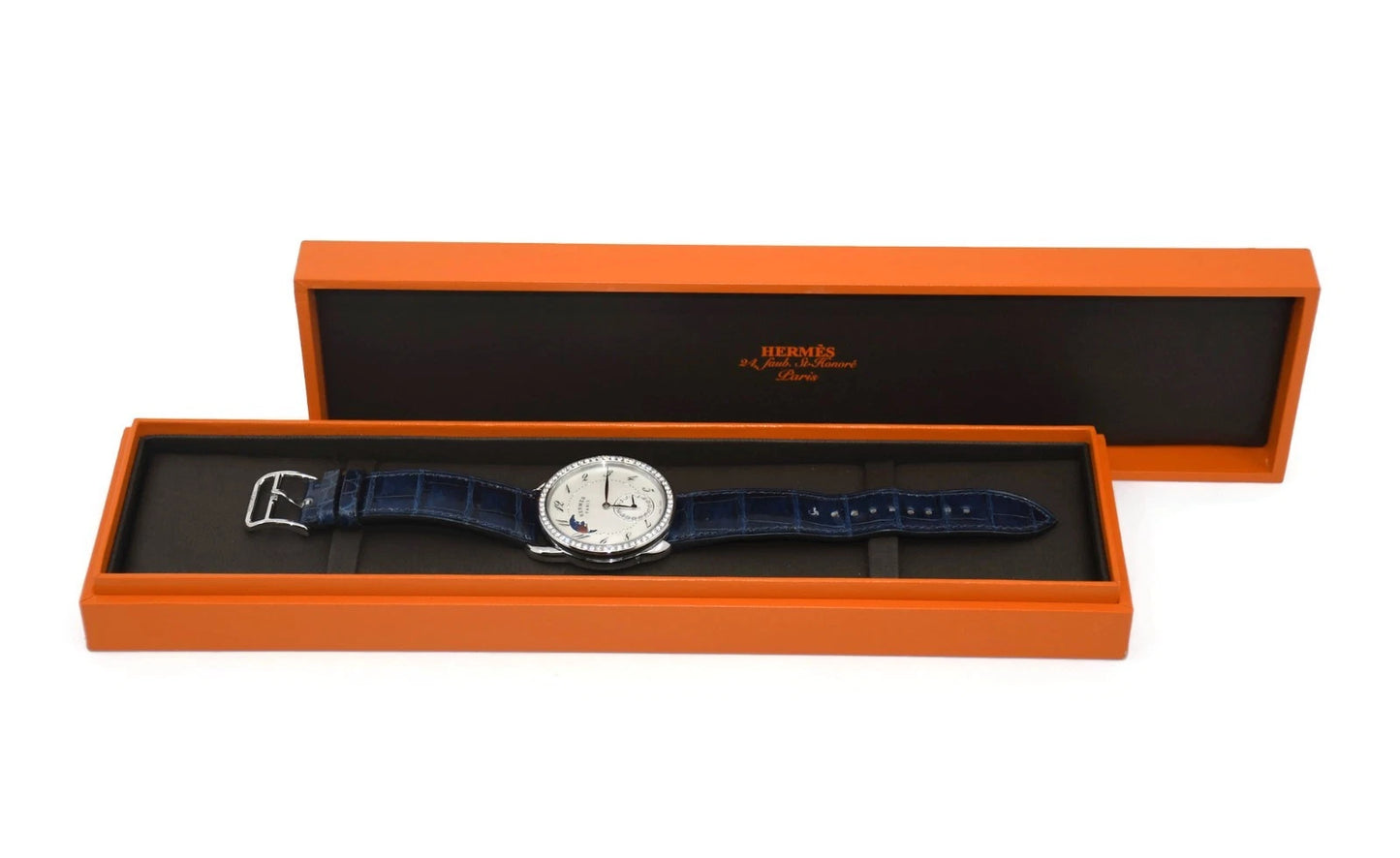 Hermes Arceau Lune Diamond Stainless Steel Watch AR7M.530