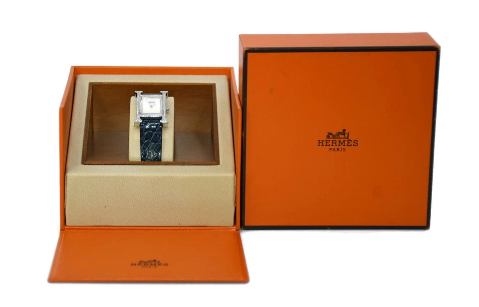 Hermes H Diamond Stainless Steel Watch HH1.132