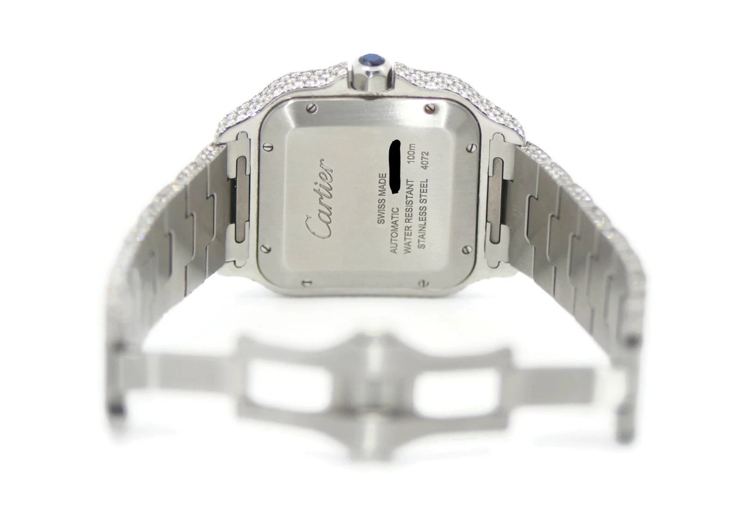 Cartier Santos Large Diamond Stainless Steel Watch WSSA0030