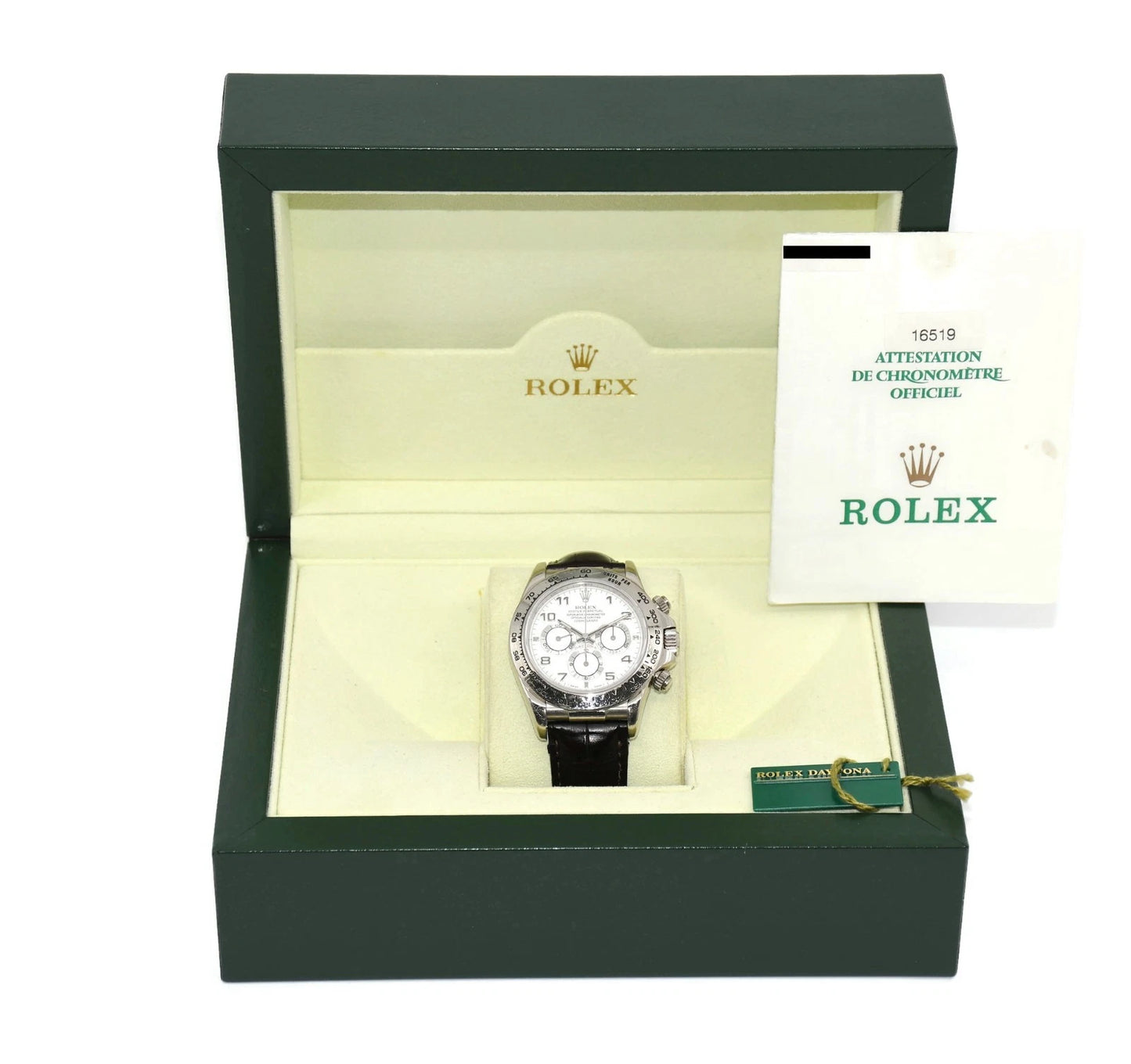 Rolex Daytona Zenith 18K White Gold Watch 16519