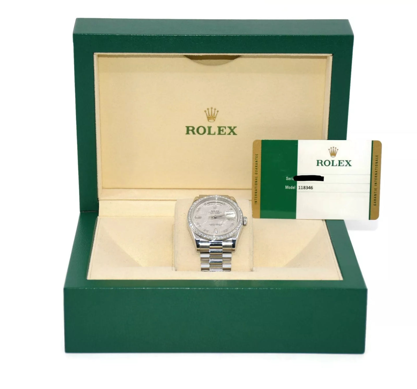 Rolex Day Date Diamond Meteorite Platinum Watch 118346