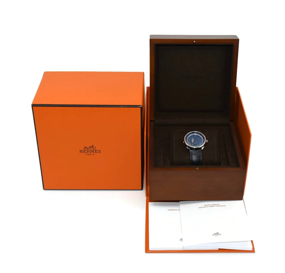 Hermes Arceau Le Temps Voyager Stainless Steel Watch AR10.510