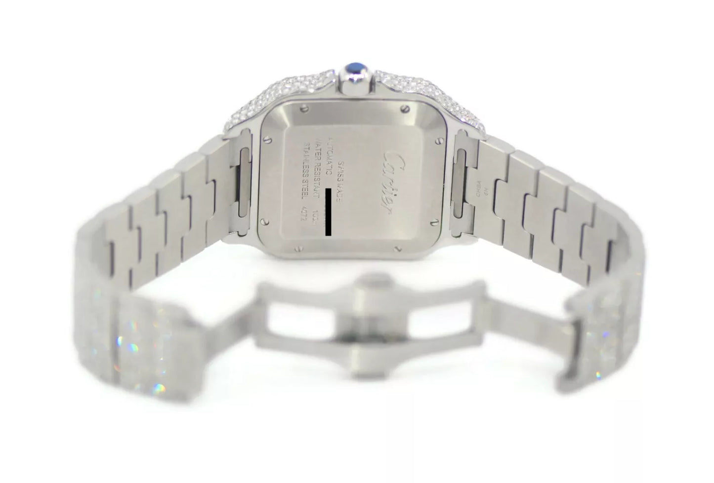 Cartier Santos Large Diamond Stainless Steel Watch WSSA0018