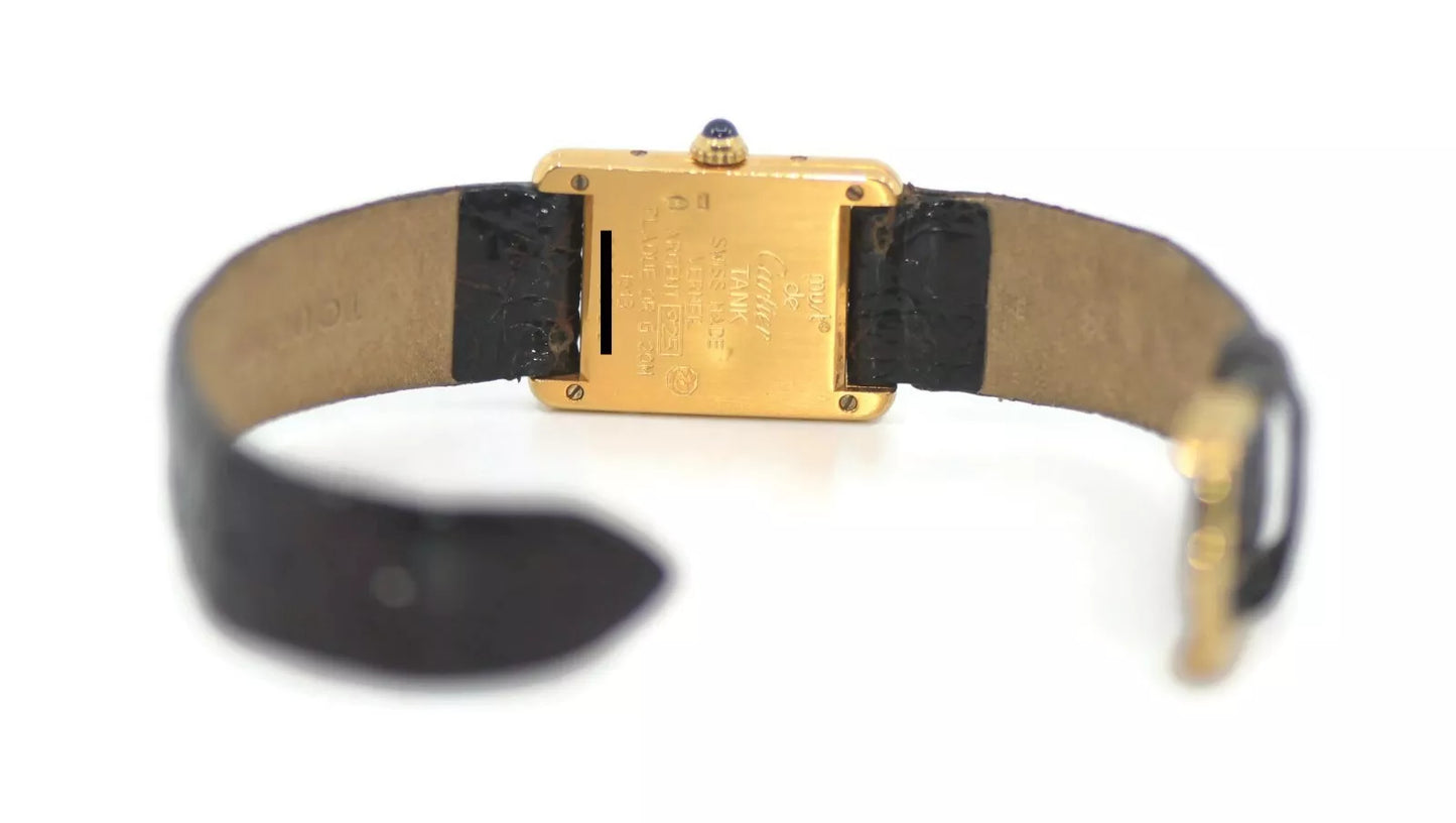 Cartier Tank Must Vermeil Gold Plated Sterlng Silver Watch 1613