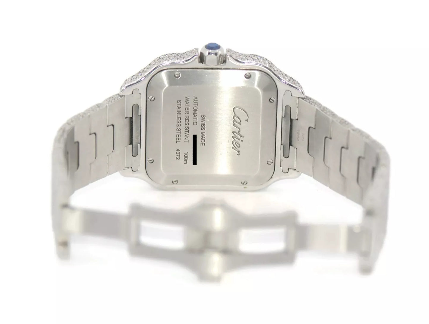 Cartier Santos Large Diamond Stainless Steel Watch WSSA0018