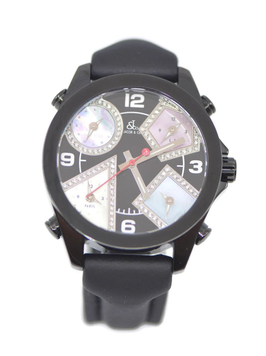 Jacob & Co 5 Time Zone Diamond Stainless Steel Watch JCM-75DABC