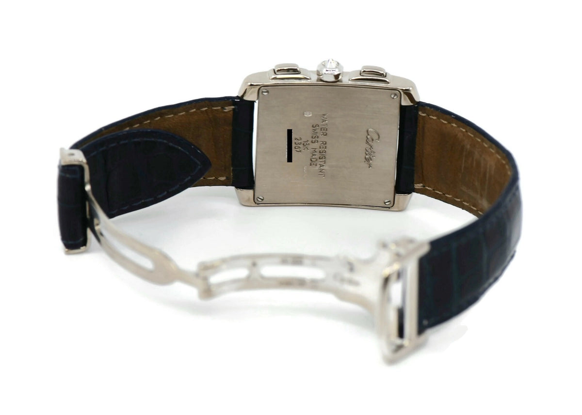 Cartier Tank Chronoflex Diamond 18K White Gold Watch 2367