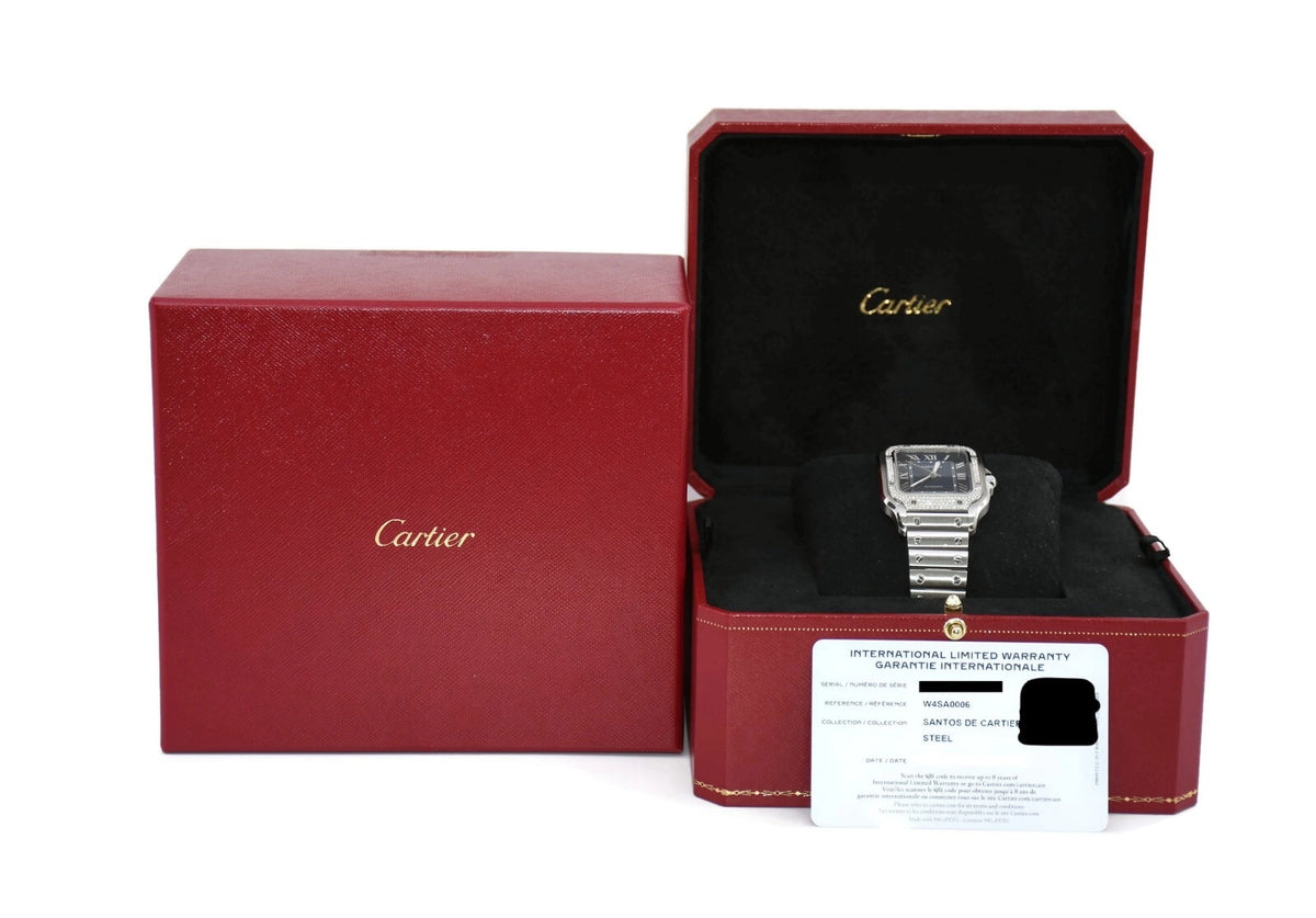 Cartier Santos Diamond Stainless Steel Watch W4SA0006