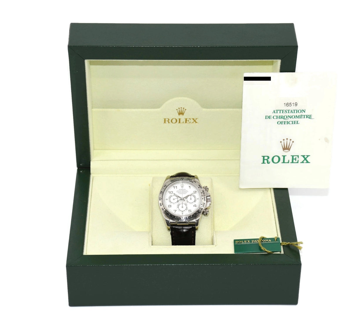 Rolex Daytona Zenith 18K White Gold Watch 16519
