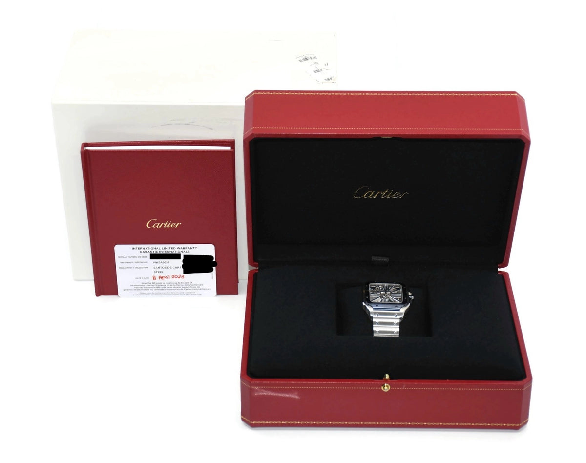 Cartier Santos Skeleton Stainless Steel Watch WHSA0026