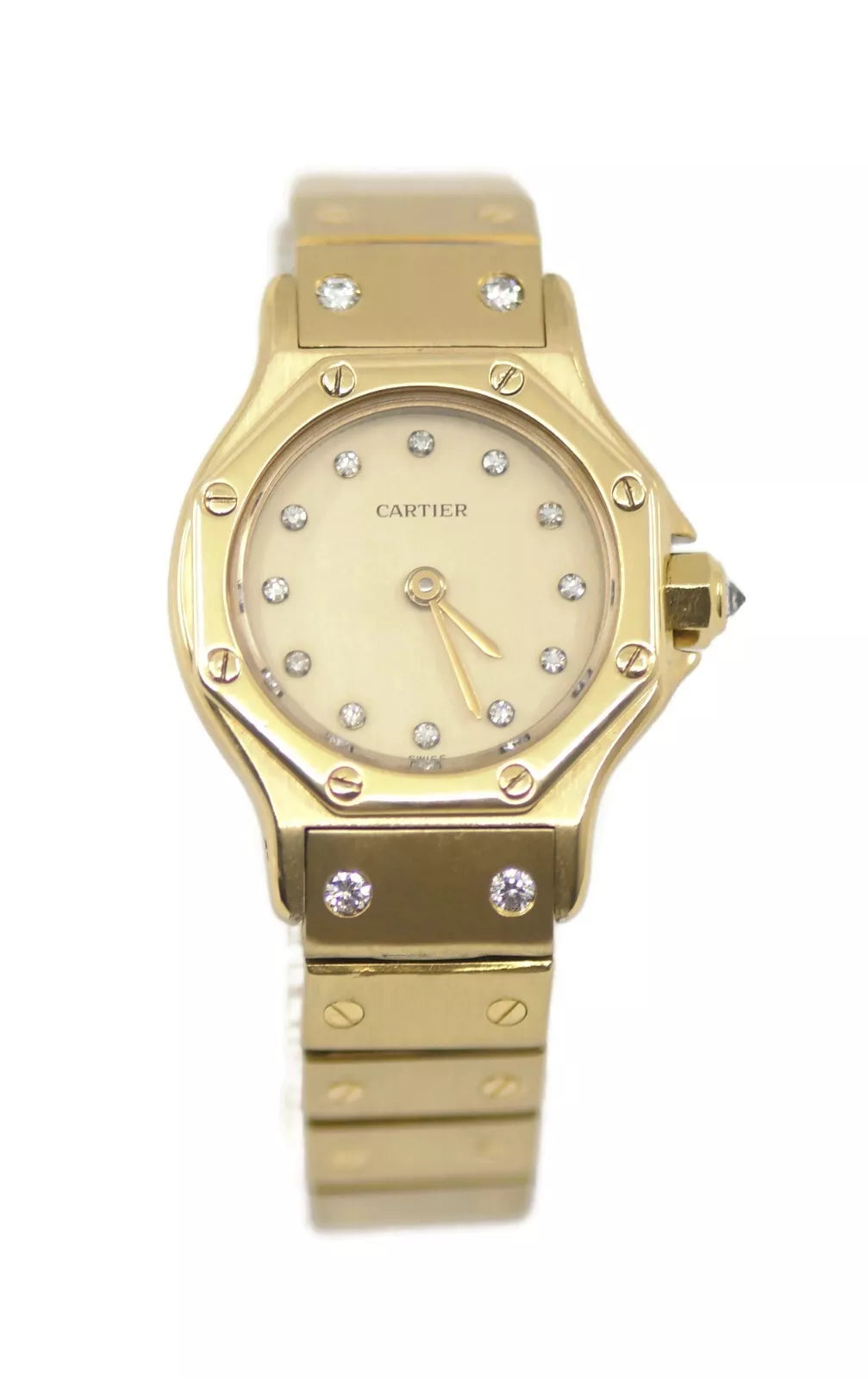 Cartier Santos Octagon Diamond 18K Yellow Gold Watch