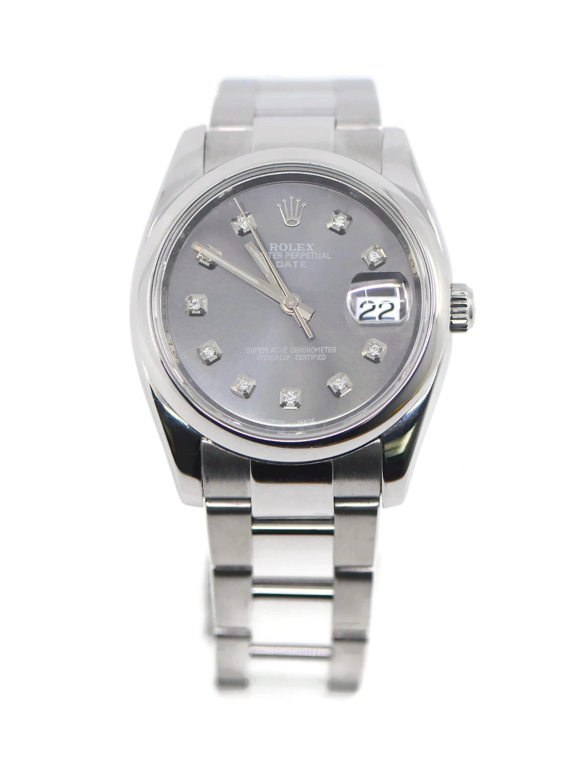 Rolex Oyster Perpetual Date Diamond Stainless Steel Watch 115200