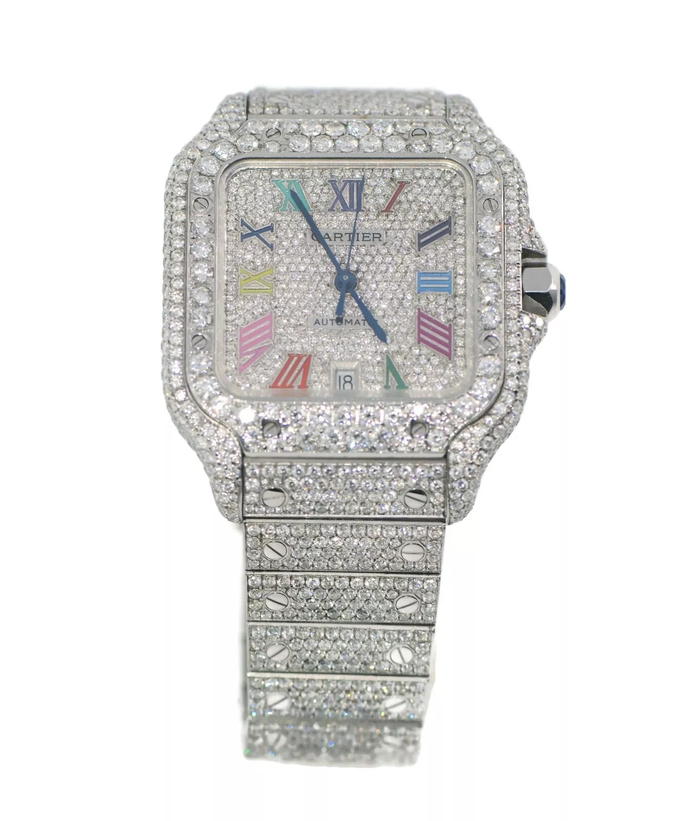 Cartier Santos Large Diamond Stainless Steel Watch WSSA0018