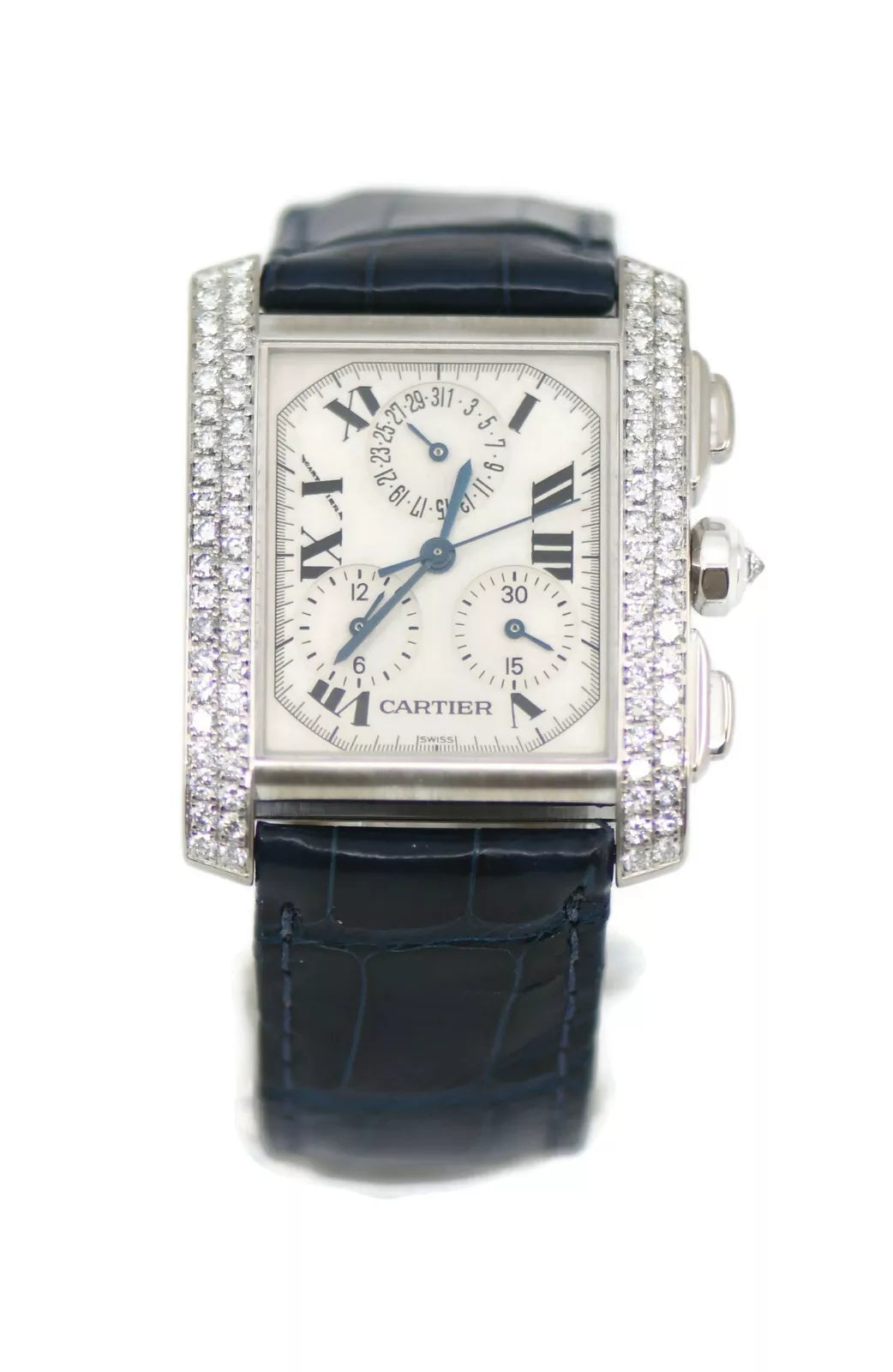 Cartier Tank Chronoflex Diamond 18K White Gold Watch 2367