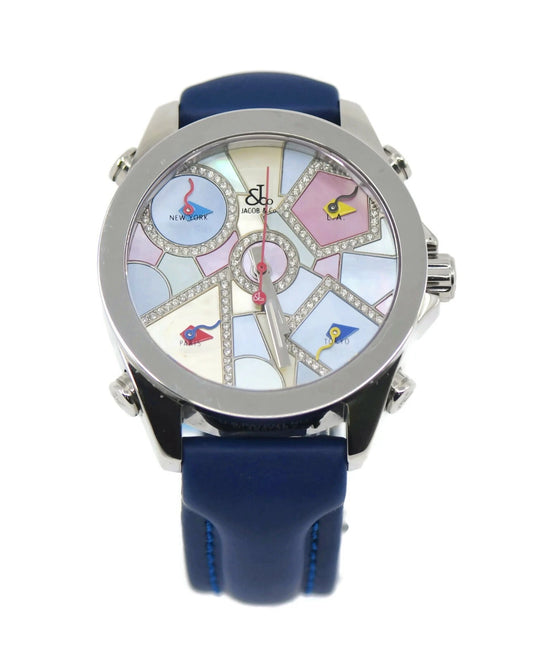 Jacob & Co 5 Time Zone Diamond Stainless Steel Watch JCM-118DA