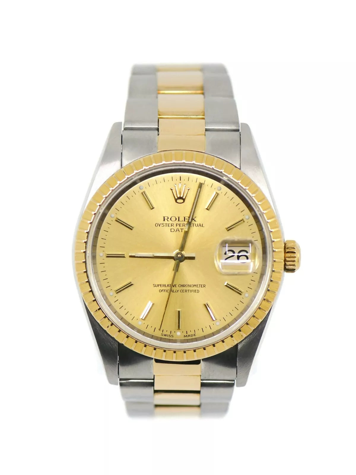 Rolex Oyster Perpetual Date 18K/Stainless Steel Watch 15223