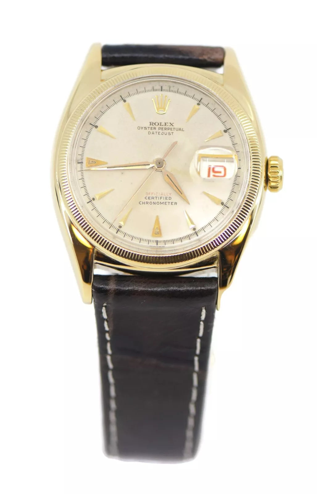 Rolex Datejust Bubbleback 18K Yellow Gold Watch 6105