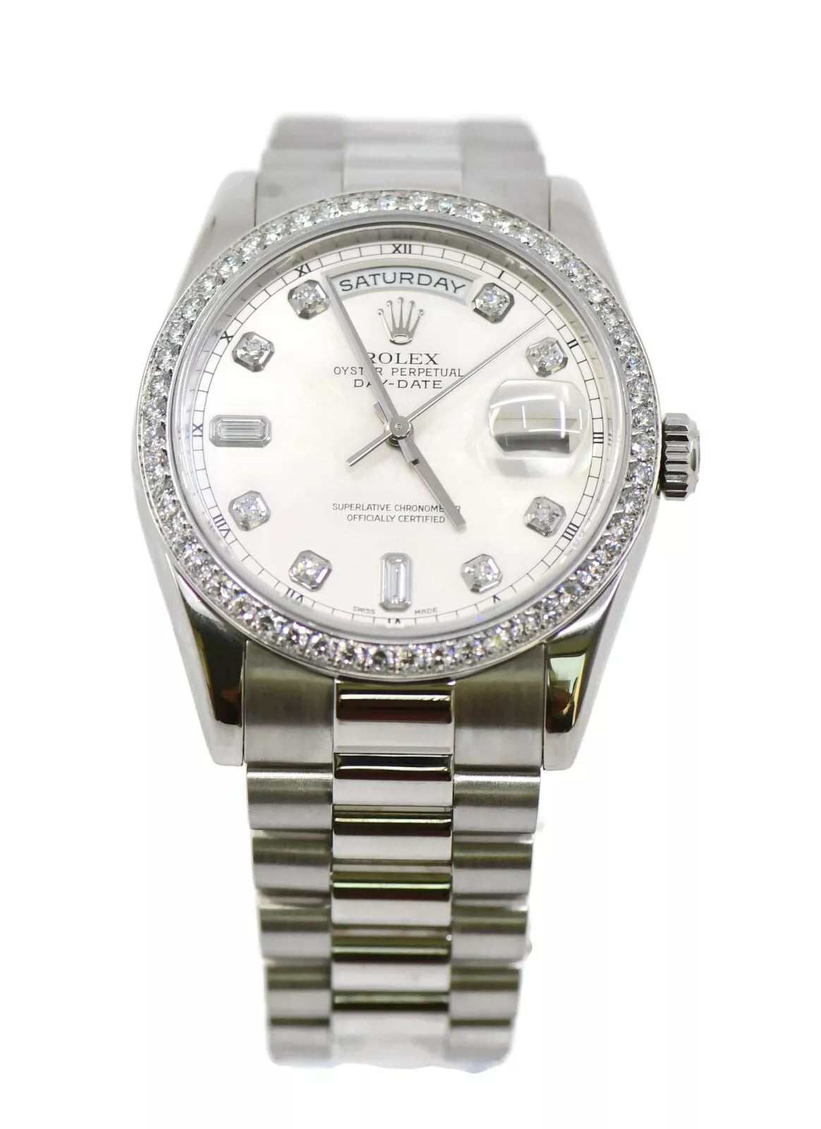 Rolex Day-Date Diamond Platinum Watch 118346