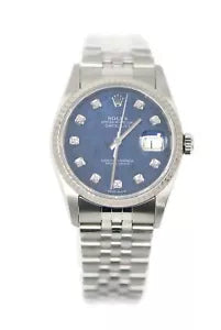 Rolex Datejust Sodalite Diamond Stainless Steel Watch 16234