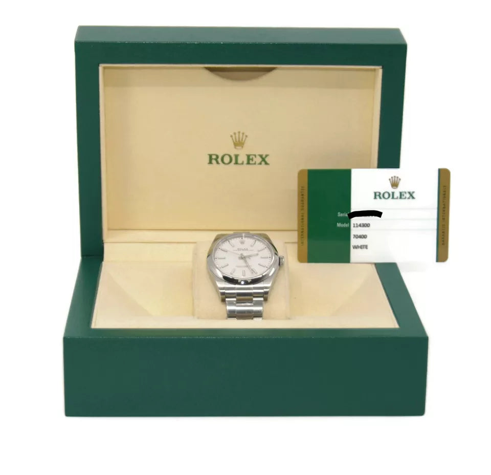 Rolex Oyster Perpetual 39 White Stainless Steel Watch 114300