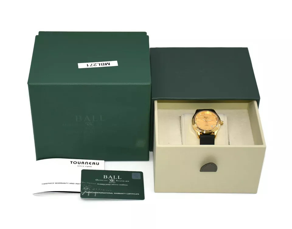 Ball Trainmaster Gold Plated Stainless Steel Watch NM1038D