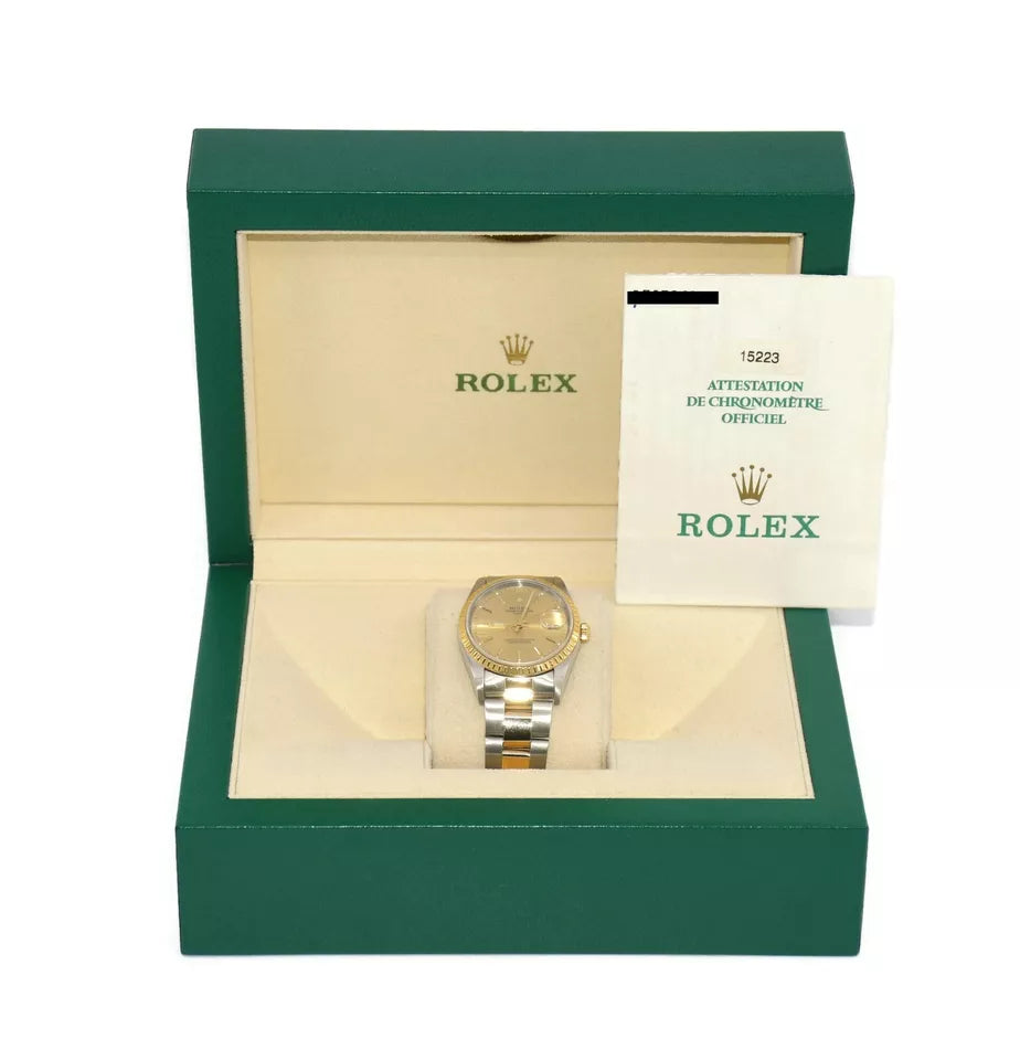 Rolex Oyster Perpetual Date 18K/Stainless Steel Watch 15223