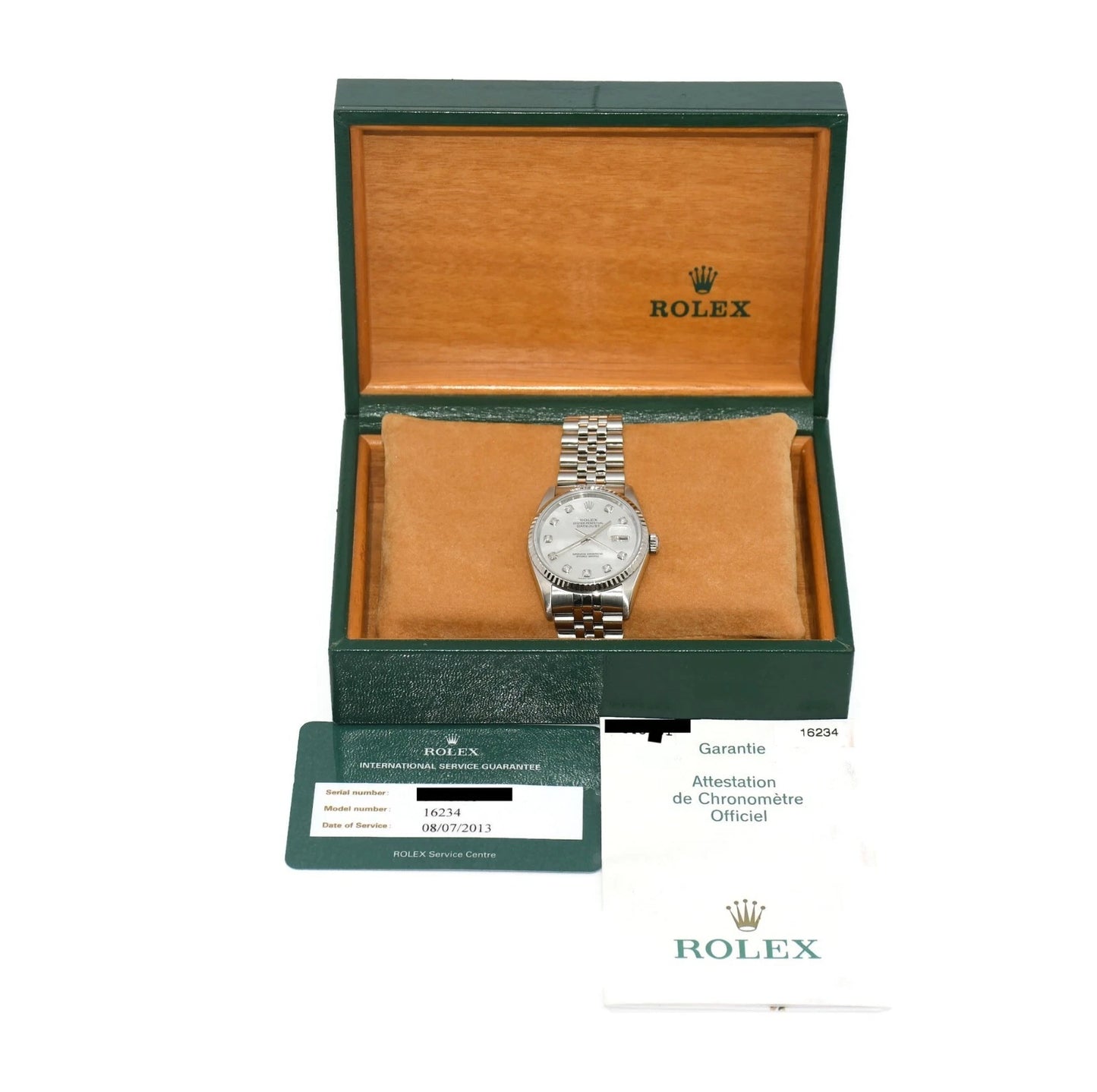 Rolex Datejust Diamond Stainless Steel Watch 16234