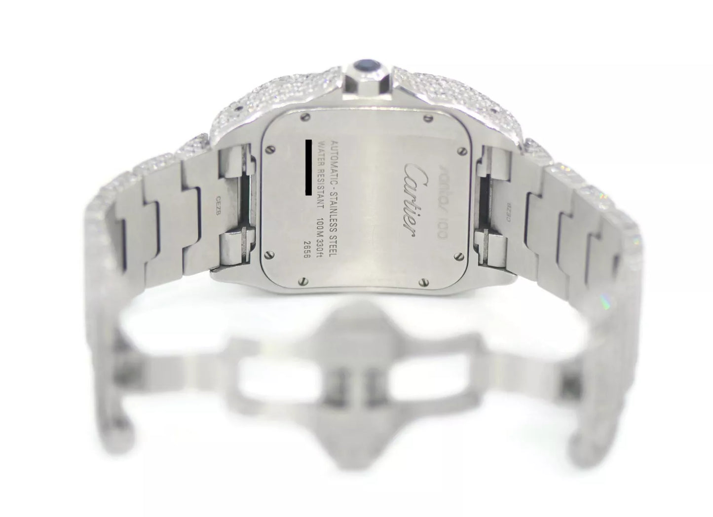 Cartier Santos Large Diamond Stainless Steel Watch W20073X8
