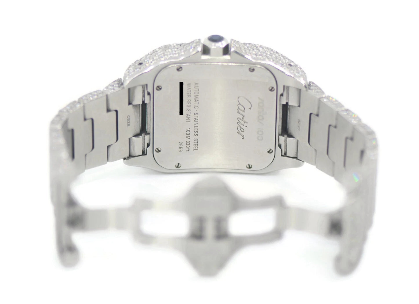 Cartier Santos Large Diamond Stainless Steel Watch W20073X8