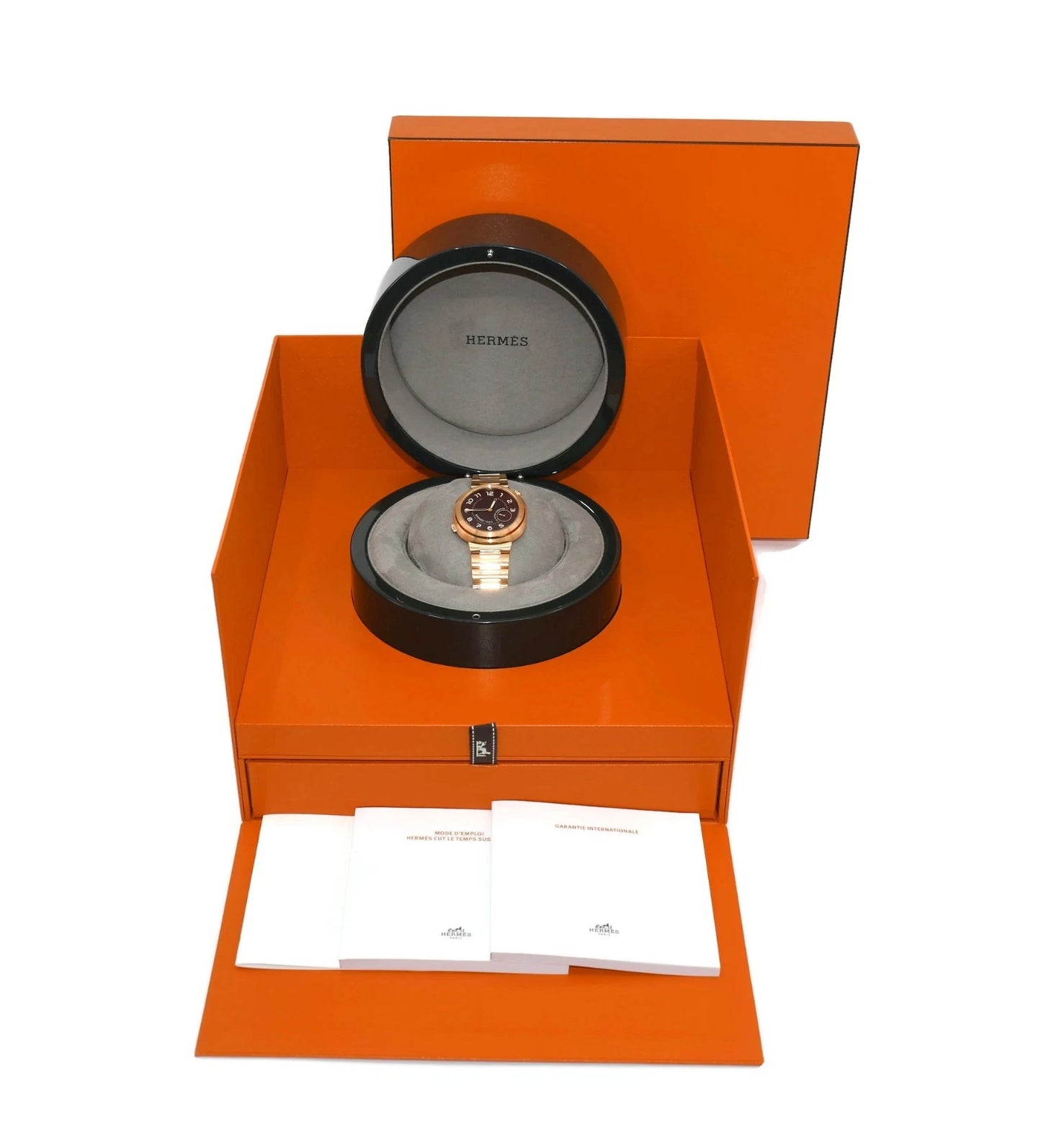 Hermes Cut Le Temps Suspendu 18K Rose Gold Watch SD2.870A