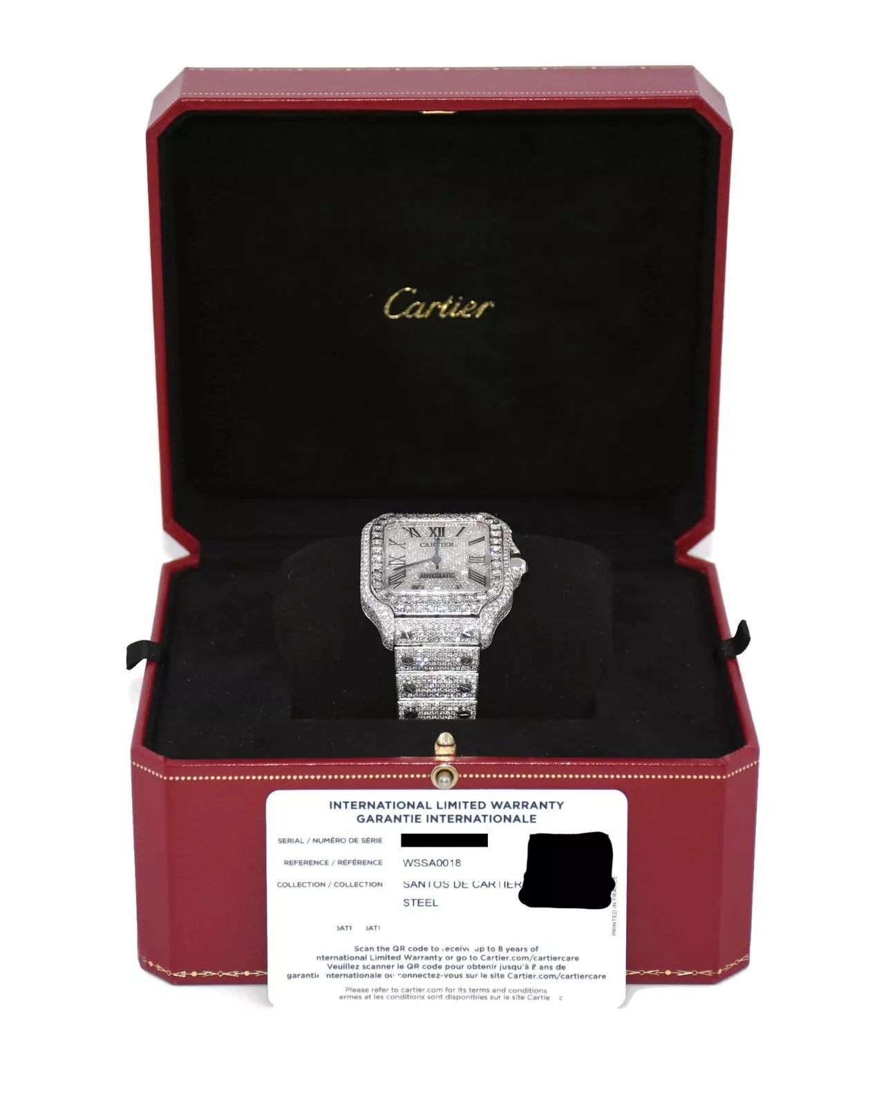 Cartier Santos Large Diamond Stainless Steel Watch WSSA0018