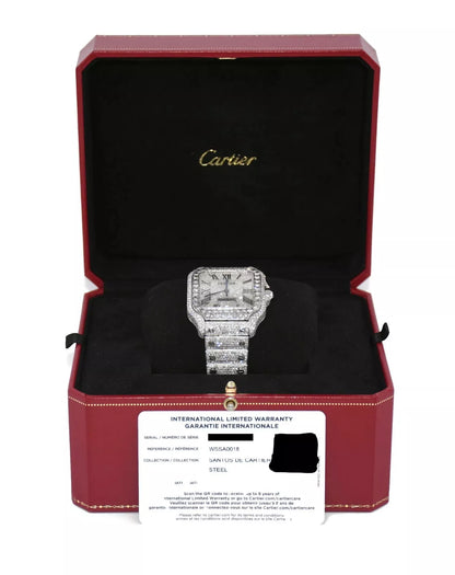 Cartier Santos Large Diamond Stainless Steel Watch WSSA0018