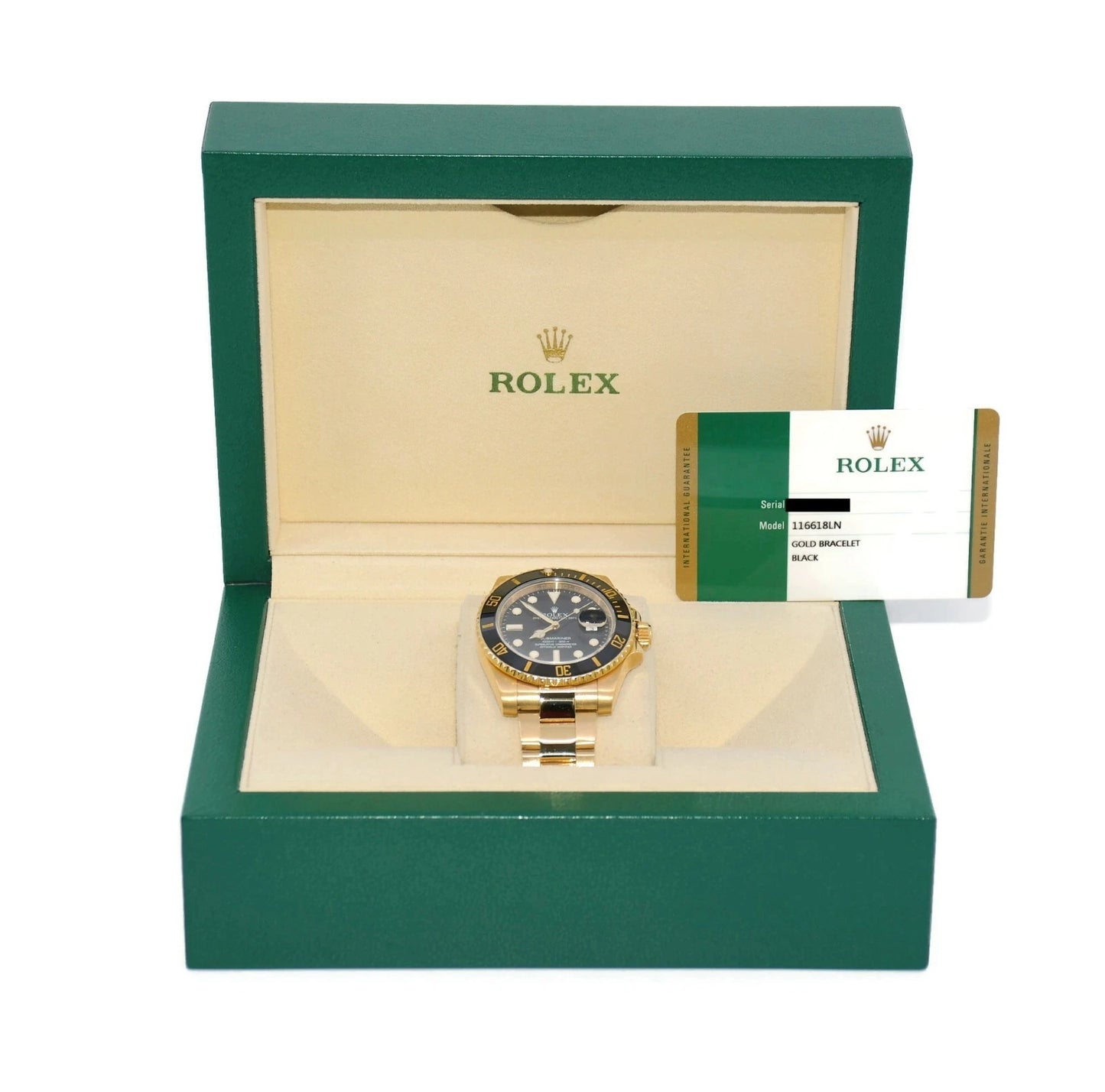 Rolex Submariner 18K Yellow Gold Watch 116618LN