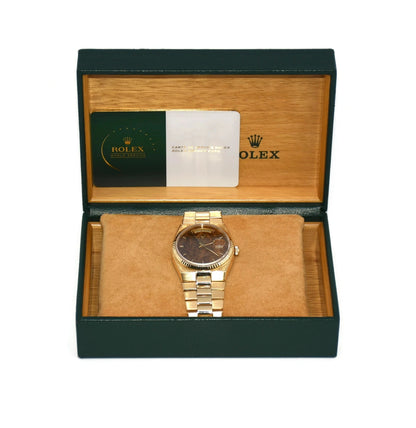 Rolex Day Date Oysterquartz Wood 18K Yellow Gold Watch 19018
