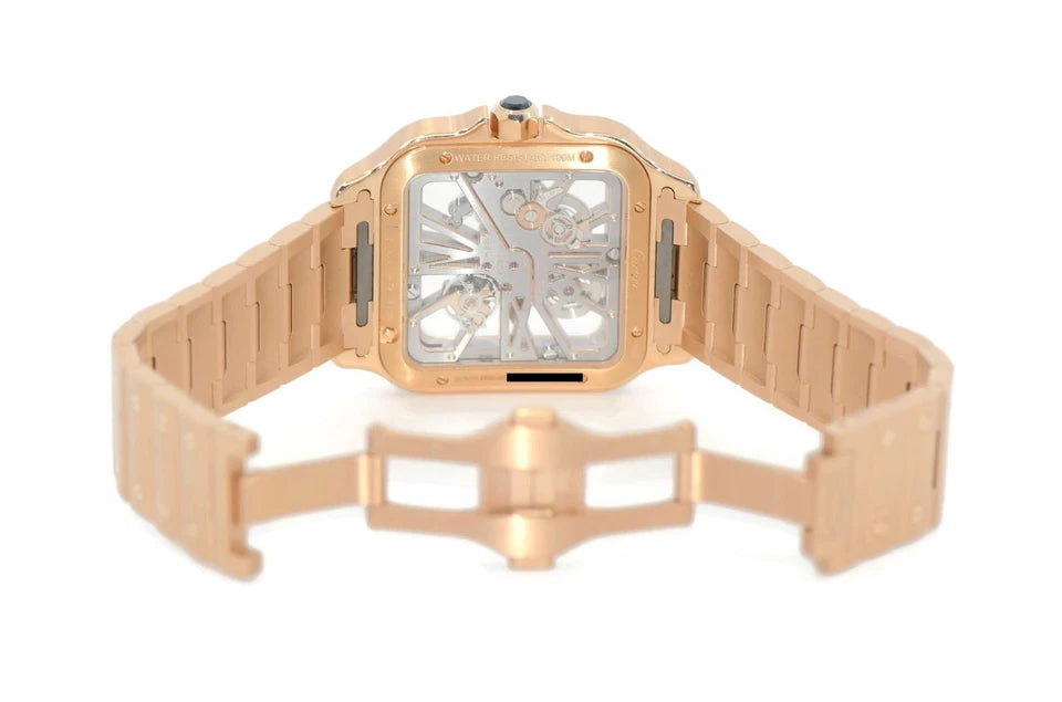 Cartier Santos Skeleton 18K Rose Gold Watch WHSA0016