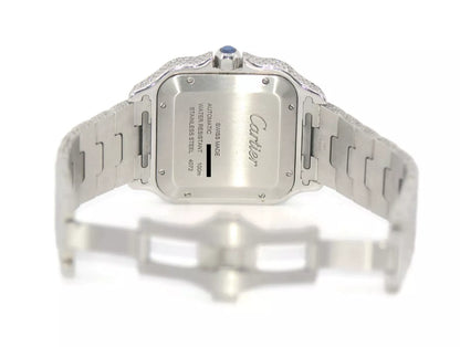 Cartier Santos Large Diamond Stainless Steel Watch WSSA0018