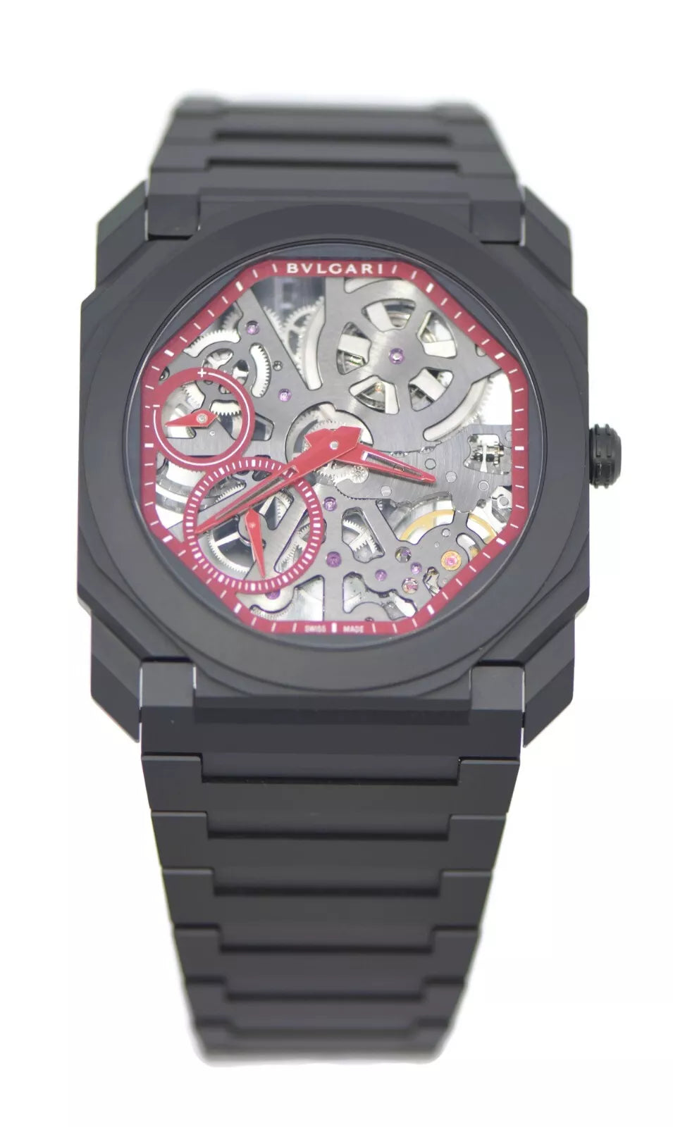 Bulgari Octo Finissimo Skeleton Red Black Ceramic Watch 103527