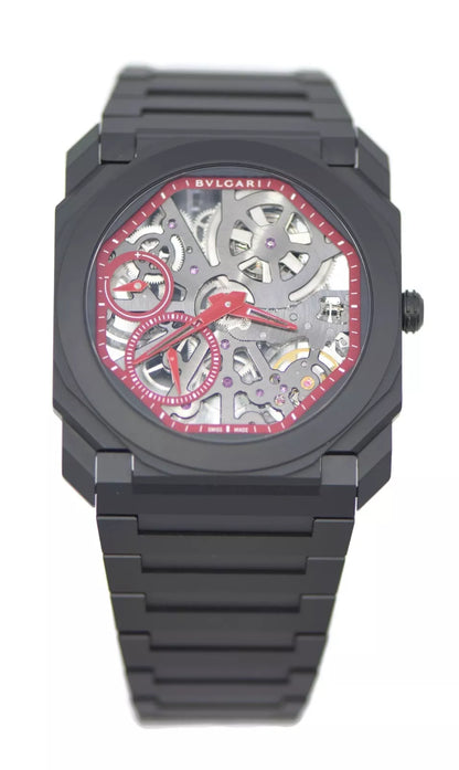 Bulgari Octo Finissimo Skeleton Red Black Ceramic Watch 103527