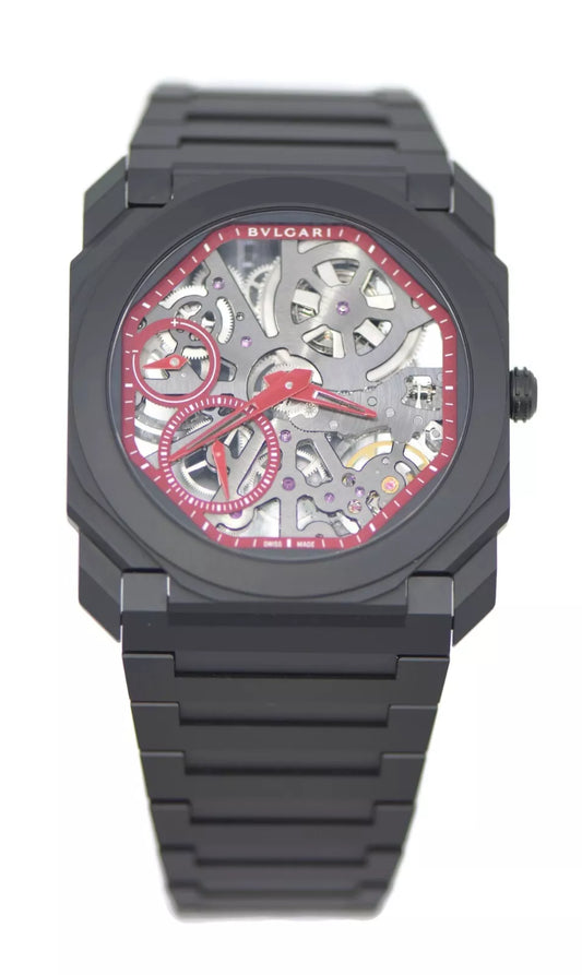 Bulgari Octo Finissimo Skeleton Red Black Ceramic Watch 103527