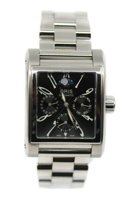 Oris Rectangular Moon Phase Stainless Steel Watch 7528