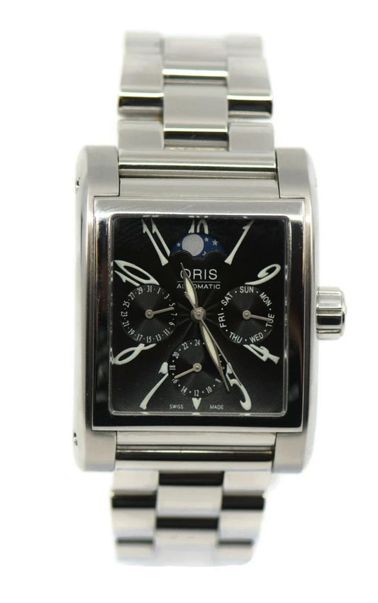 Oris Rectangular Moon Phase Stainless Steel Watch 7528