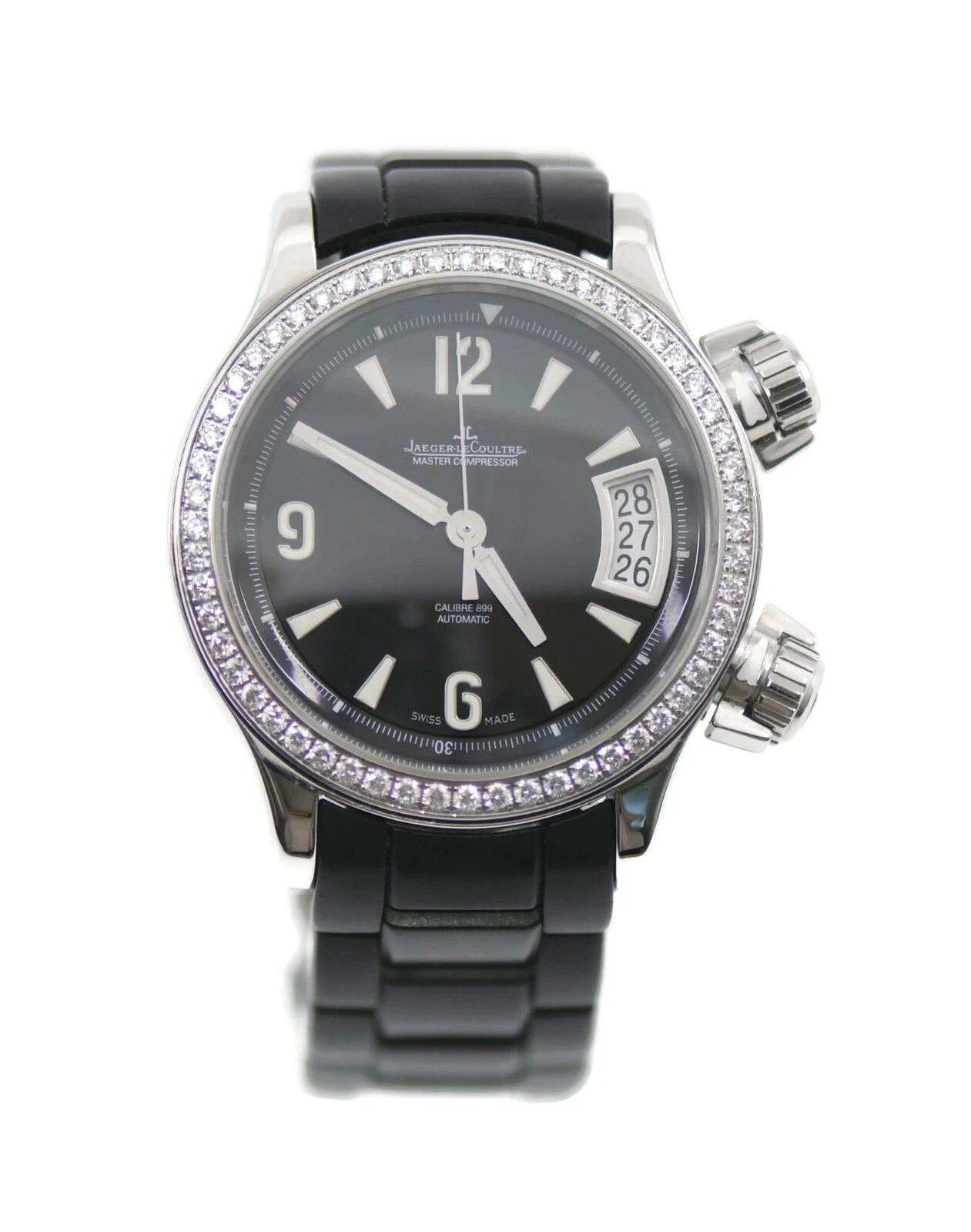Jaeger LeCoultre Master Compressor Diamond Stainless Steel Watch 148.8.37