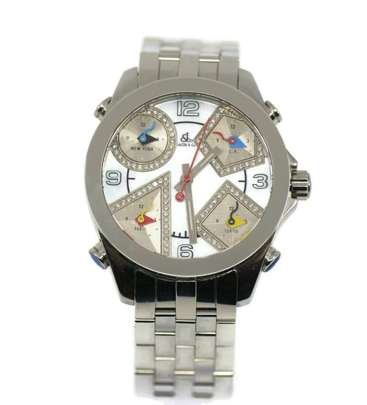 Jacob & Co Five Timezone Diamond Stainless Steel Watch JCM-14DA