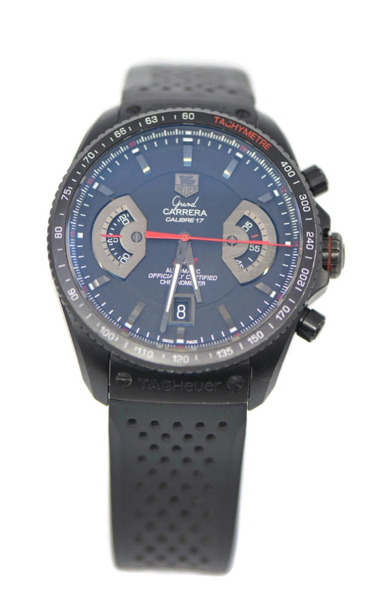 Tag Heuer Grand Carrera Cal Black Titanium Watch CAV518B