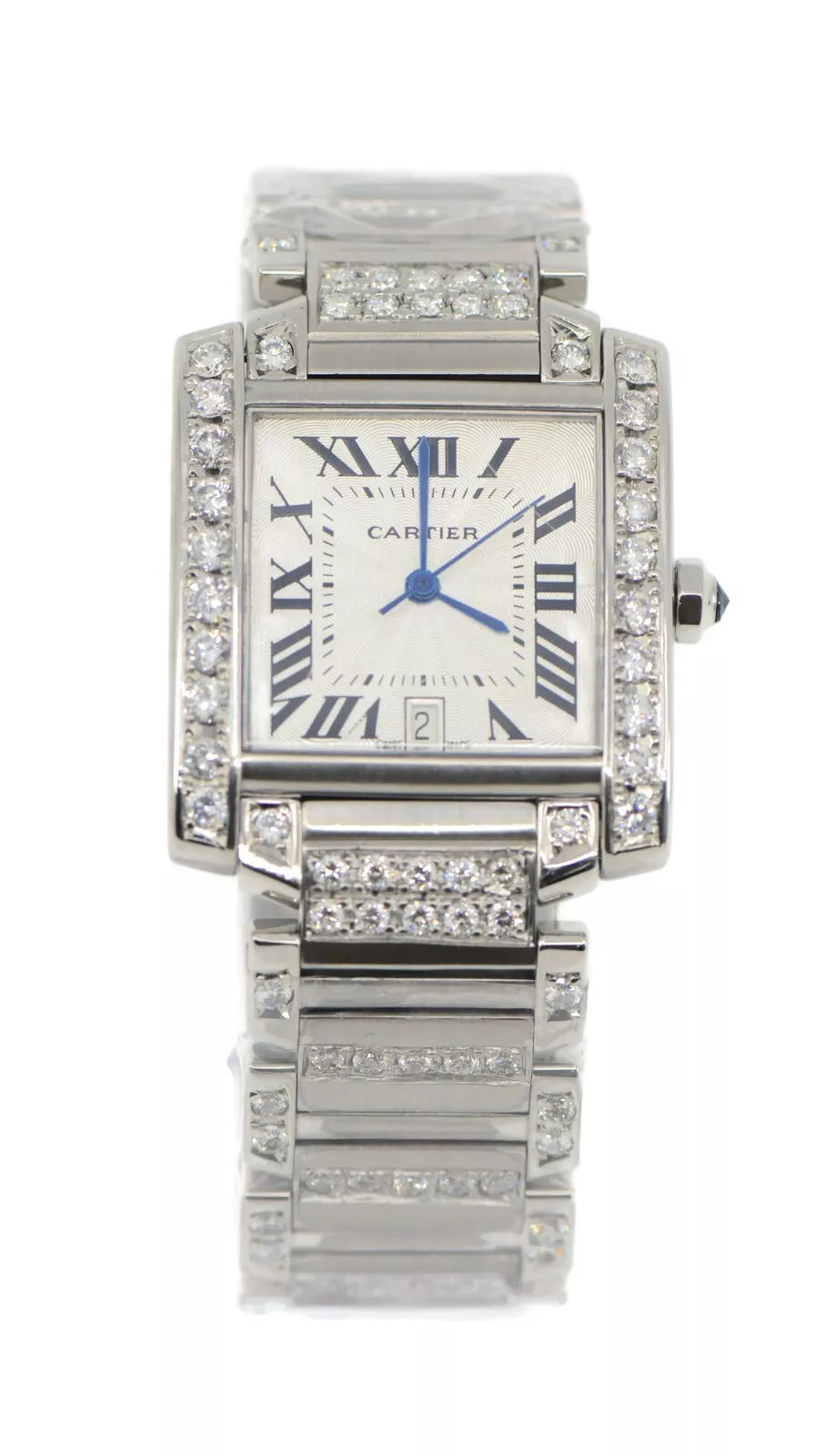 Cartier Tank Francaise Large Diamond Stainless Steel Watch 2302