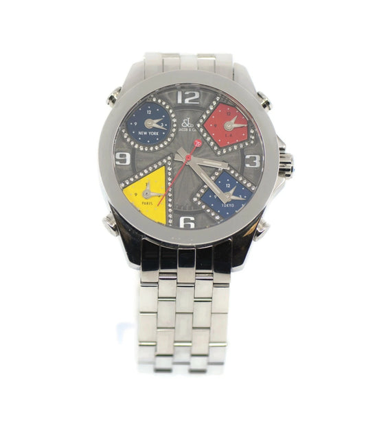 Jacob & Co Five Timezone Diamond Stainless Steel Watch JCM-58DA