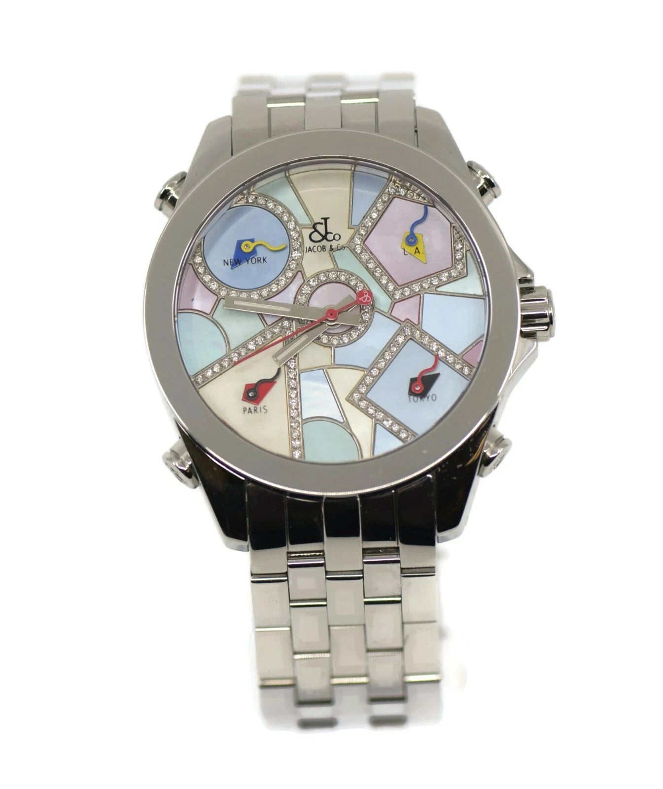Jacob & Co Five Timezone Diamond Stainless Steel Watch JCM-118DA