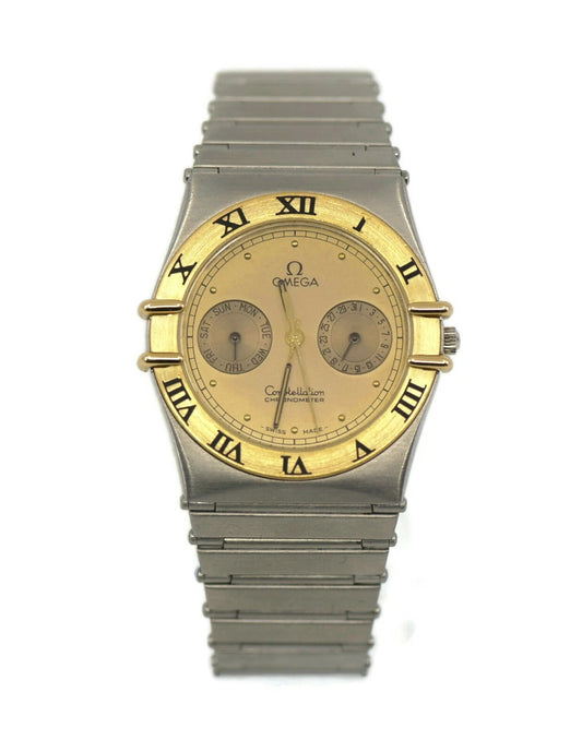 Omega Constellation Day Date Two Tone Stainless Steel Watch