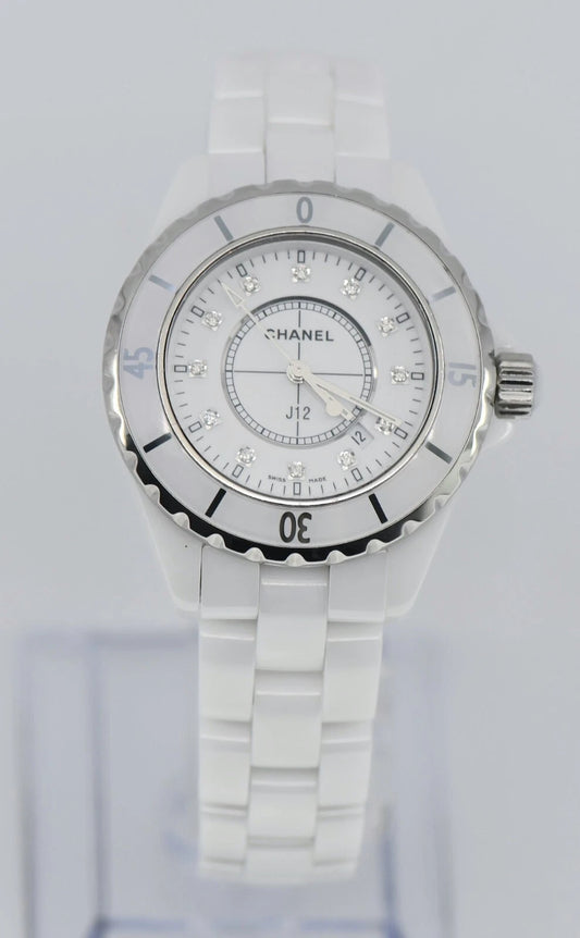 Chanel J12 Diamond White Ceramic Watch H1628