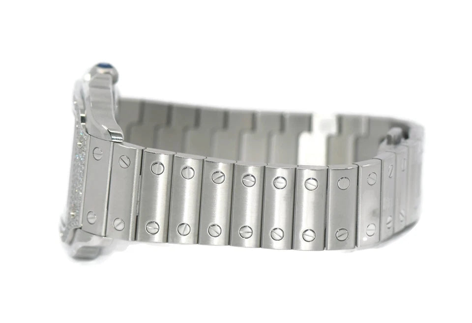 Cartier Santos Medium Diamond Stainless Steel Watch W4SA0005